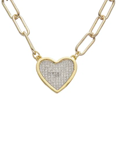 Juvell 18k Plated Cz Heart Link Necklace In Gold