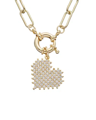 JUVELL JUVELL 18K PLATED CZ HEART LINK NECKLACE