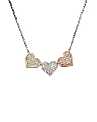 Juvell 18k Plated Cz Heart Necklace In Metallic