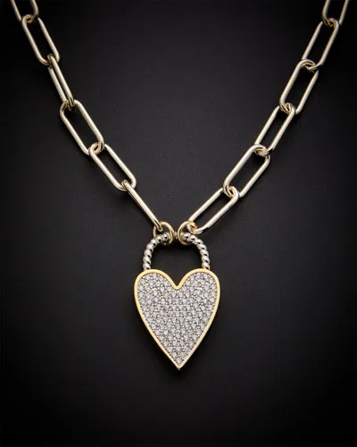 Juvell 18k Plated Cz Heart Necklace In Metallic