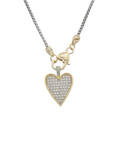 Juvell 18k Plated Cz Heart Necklace In Metallic