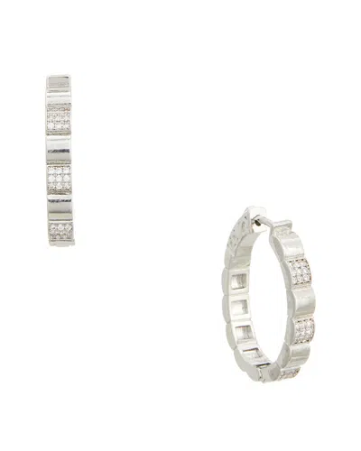 Juvell 18k Plated Cz Hoop Earrings In Silver