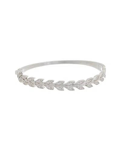 Juvell 18k Plated Diamond Cz Leaf Bangle Bracelet