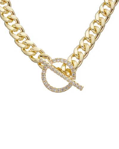 Juvell 18k Plated Cz Link Toggle Necklace In Gold