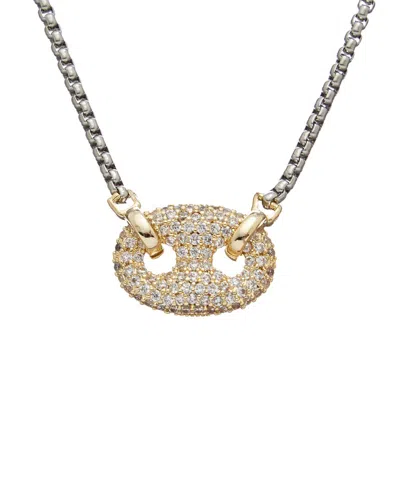 Juvell 18k Plated Cz Puffer Mariner Necklace In Silver