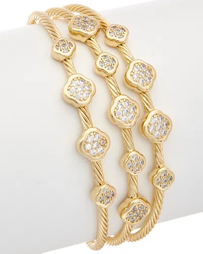 Juvell 18k Plated Cz Twisted Cable Bangle In Gold