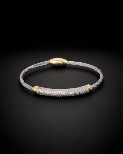 Juvell 18k Plated Cz Twisted Cable Cuff Bracelet In Metallic