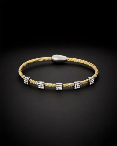 Juvell 18k Plated Cz Twisted Mesh Bangle Bracelet