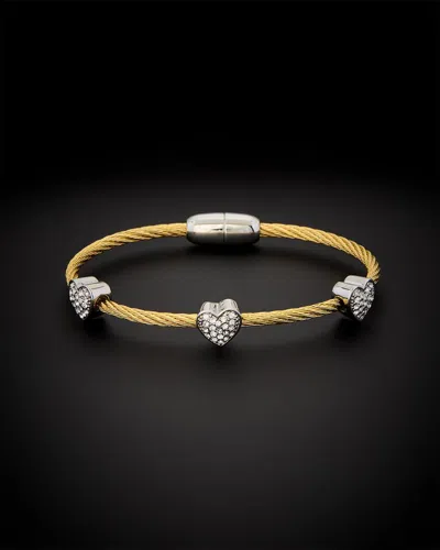 Juvell 18k Plated Cz Twisted Mesh Bangle Bracelet In Metallic