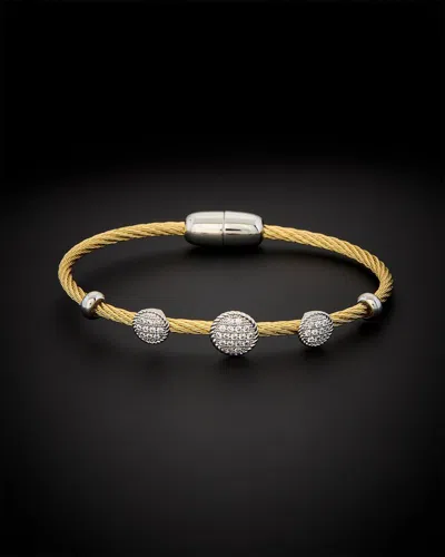 Juvell 18k Plated Cz Twisted Mesh Bangle Bracelet In Gold