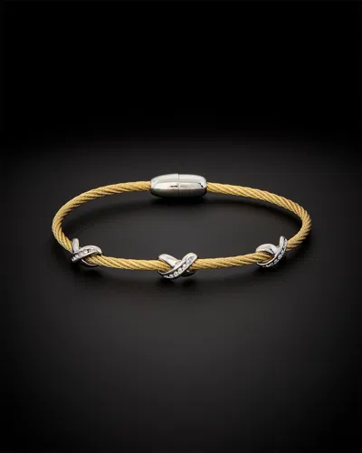 Juvell 18k Plated Cz Twisted Mesh Bangle Bracelet In Gold