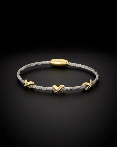 Juvell 18k Plated Cz Twisted Mesh Bangle Bracelet In Multi