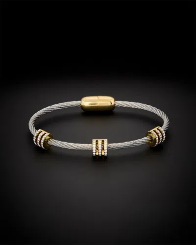 Juvell 18k Plated Cz Twisted Mesh Bangle Bracelet