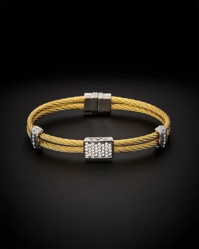 Juvell 18k Plated Cz Twisted Mesh Bangle Bracelet
