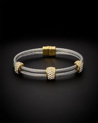 Juvell 18k Plated Cz Twisted Mesh Bangle Bracelet