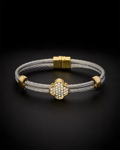 Juvell 18k Plated Cz Twisted Mesh Bangle Bracelet