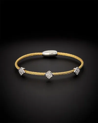 Juvell 18k Plated Cz Twisted Mesh Bangle Bracelet