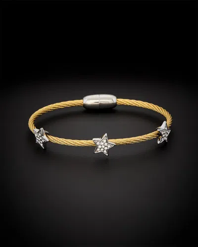 Juvell 18k Plated Cz Twisted Mesh Bangle Bracelet