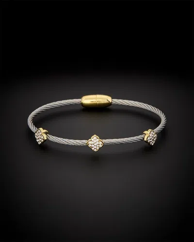 Juvell 18k Plated Cz Twisted Mesh Bangle Bracelet