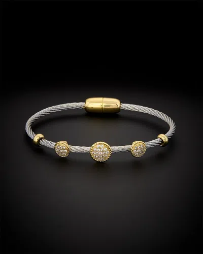 Juvell 18k Plated Cz Twisted Mesh Bangle Bracelet