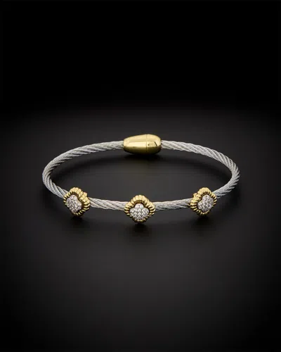 Juvell 18k Plated Cz Twisted Mesh Bangle Bracelet