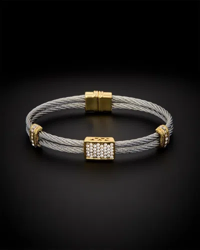 Juvell 18k Plated Cz Twisted Mesh Bangle Bracelet In Gold