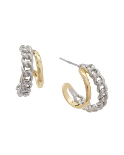Juvell 18k Plated Double Row Link Earrings In Gold