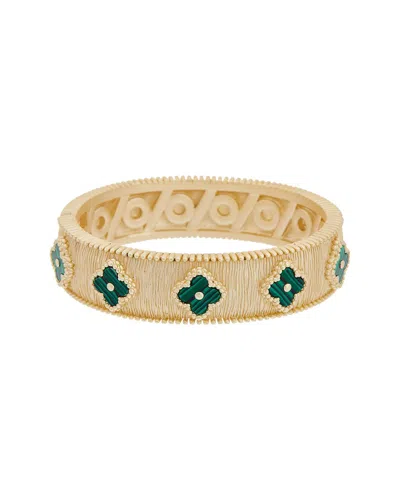 Juvell 18k Plated Green Malachite Bangle Bracelet In Gold