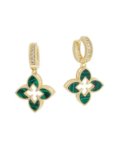 Juvell 18k Plated Green Malachite Cz Earrings