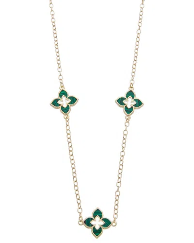Juvell 18k Plated Green Malachite Necklace In Gold