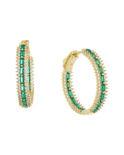 Juvell 18k Plated Green Topaz Cz Earrings In Gold