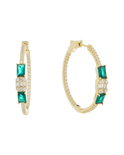 Juvell 18k Plated Green Topaz Cz Earrings In Gold