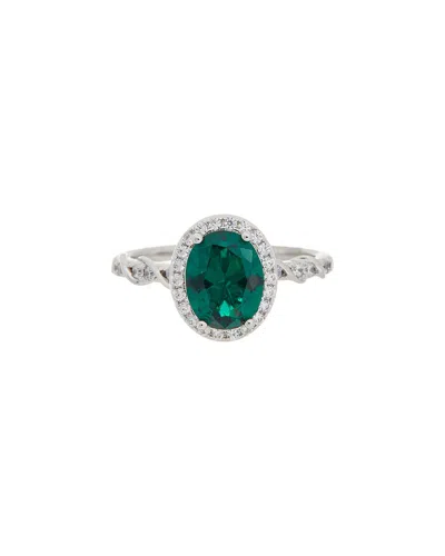 Juvell 18k Plated Green Topaz Cz Ring In Metallic