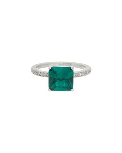 Juvell 18k Plated Green Topaz Cz Ring In Metallic