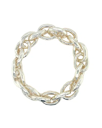 Juvell 18k Plated Hammered Link Bangle Bracelet In Metallic
