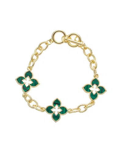 Juvell 18k Plated Malachite Toggle Bracelet In Gold