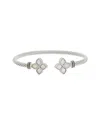 Juvell 18k Plated Mother-of-pearl Cz Twisted Cable Bangle