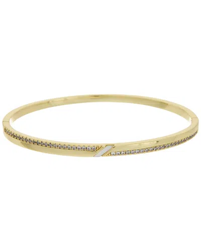 Juvell 18k Plated Pearl Cz Bangle Bracelet In Gold