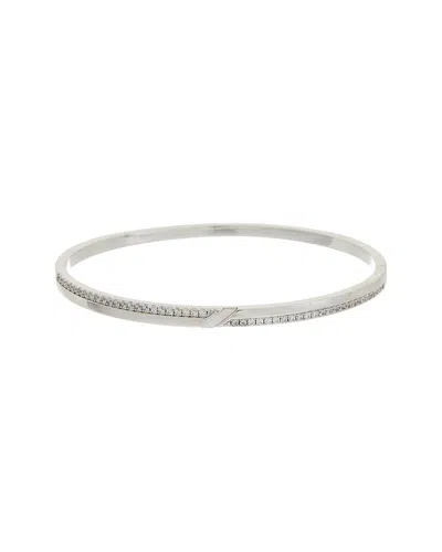 Juvell 18k Plated Pearl Cz Bangle Bracelet In Transparent