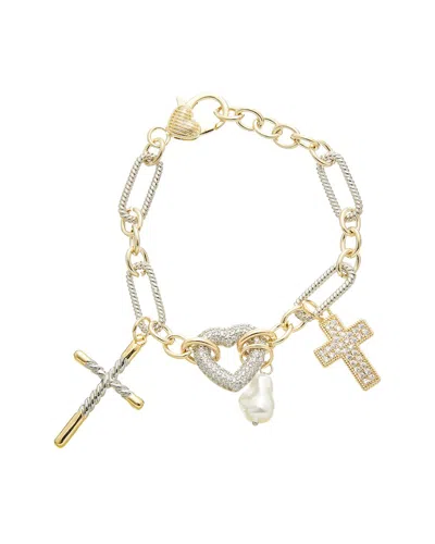 Juvell 18k Plated Pearl Cz Bracelet In Multi