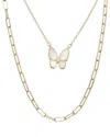 Juvell 18k Plated Pearl Cz Butterfly Link Necklace