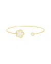 Juvell 18k Plated Pearl Cz Cuff Bangle Bracelet In Gold