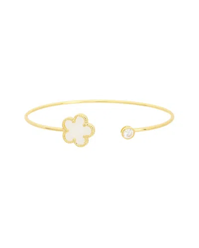 JUVELL JUVELL 18K PLATED PEARL CZ CUFF BANGLE BRACELET
