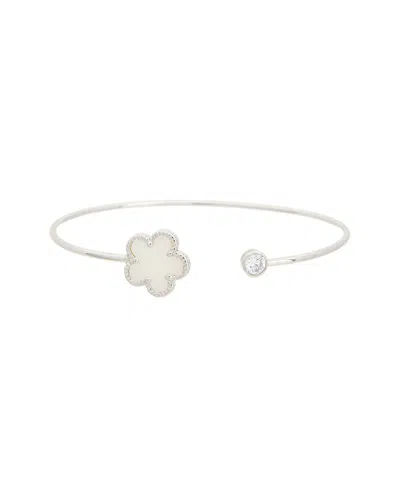 JUVELL JUVELL 18K PLATED PEARL CZ CUFF BANGLE BRACELET