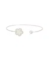 Juvell 18k Plated Pearl Cz Cuff Bangle Bracelet In Silver