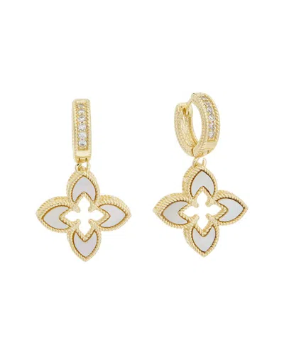 Juvell 18k Plated Pearl Cz Earrings In Gold