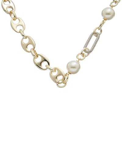 Juvell 18k Plated Pearl Link Necklace In Gold