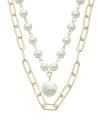 JUVELL JUVELL 18K PLATED PEARL PAPERCLIP NECKLACE