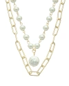 Juvell 18k Plated Pearl Paperclip Necklace
