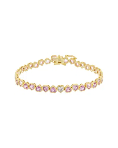 Juvell 18k Plated Pink Topaz Bangle Bracelet In Gold